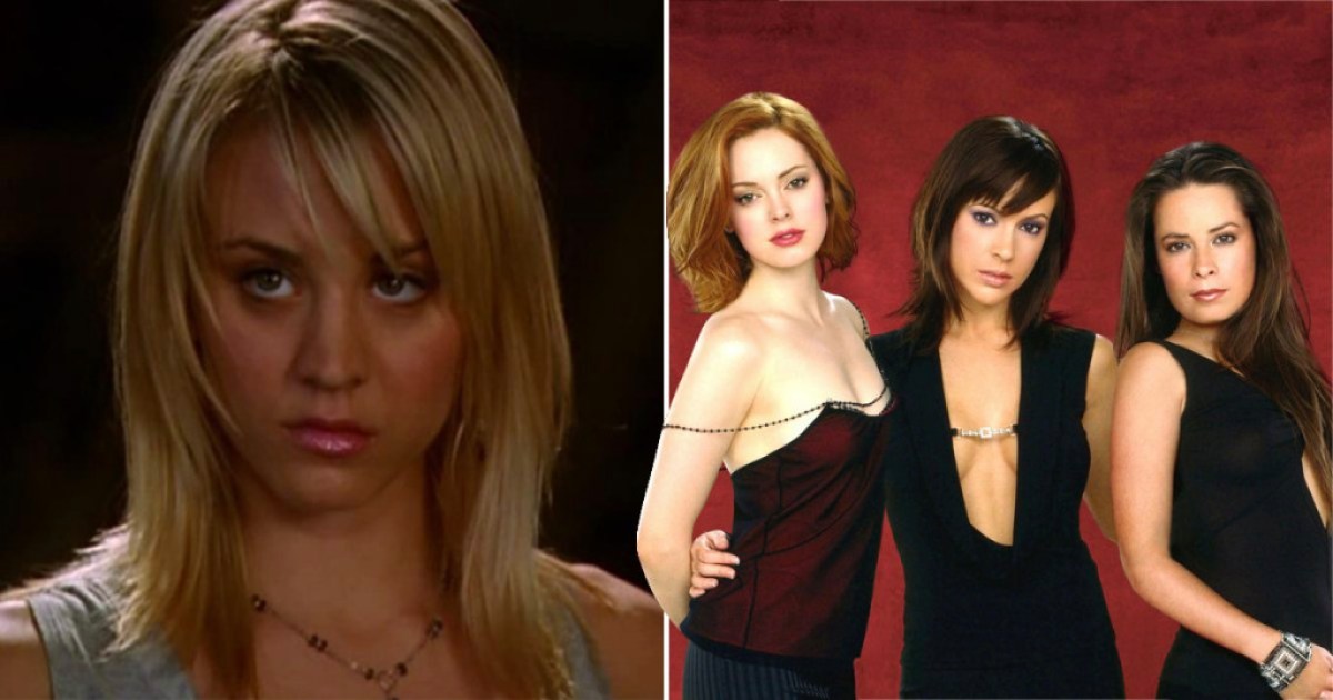 Kaley Cuoco pictured with the Charmed cast